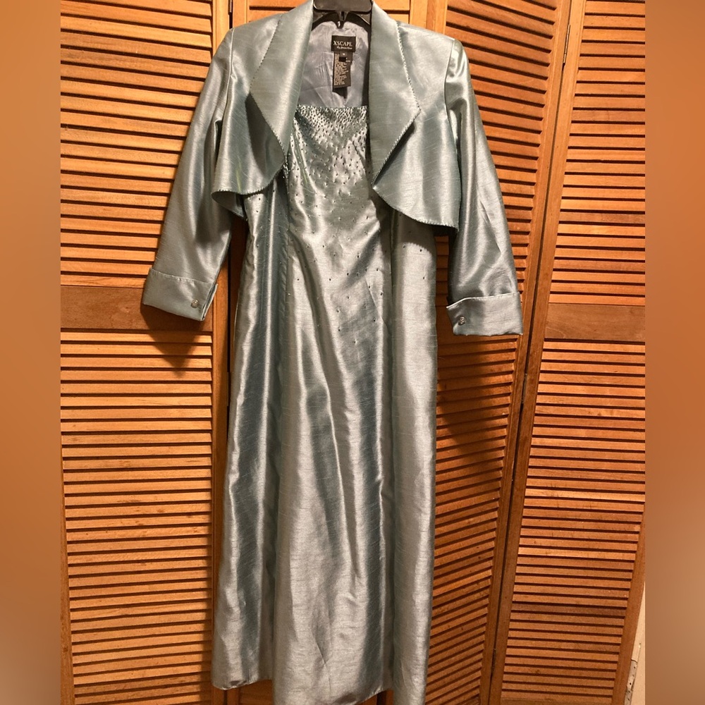 EXSCAPE Blue Maxi Dress Suit